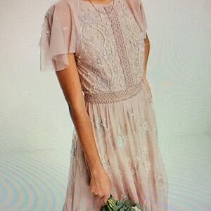 ASOS Blush Pink Maxi Dress with Embroidery